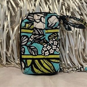 VERA BRADLEY Island Blooms Carry It All Wristlet Blue Green Lipstick Case